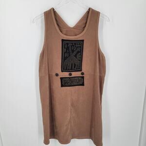 Piccalino Petites Dress Womens 10P Brown Sleeveless Giraffe Patch Boho USA